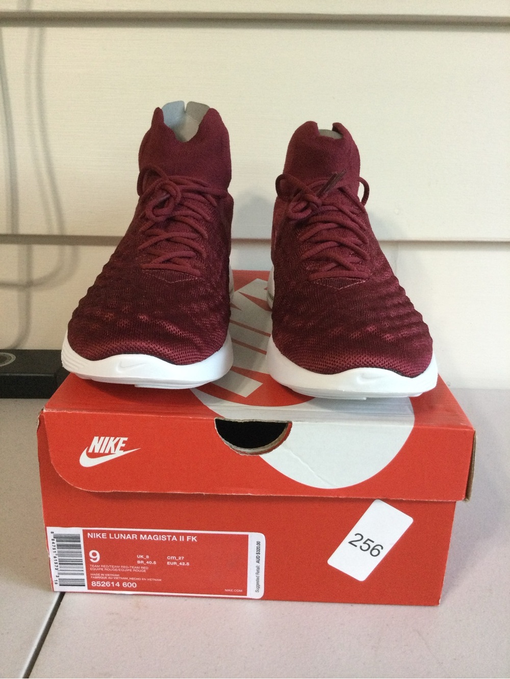 Nike Burgundy Knit Running Shoes with White Soles
